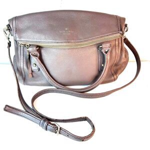 Kate Spade Cobble Hill Leslie Taupe Beige Pebble Leather Satchel Crossbody Bag